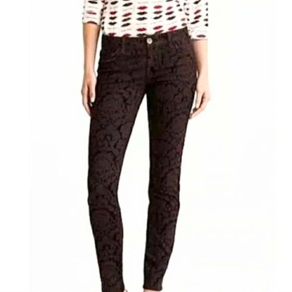 Banana Republic X L'Wren Scott  | Floral Brocade Skinny Pants Velvet Size 27 - Picture 1 of 9